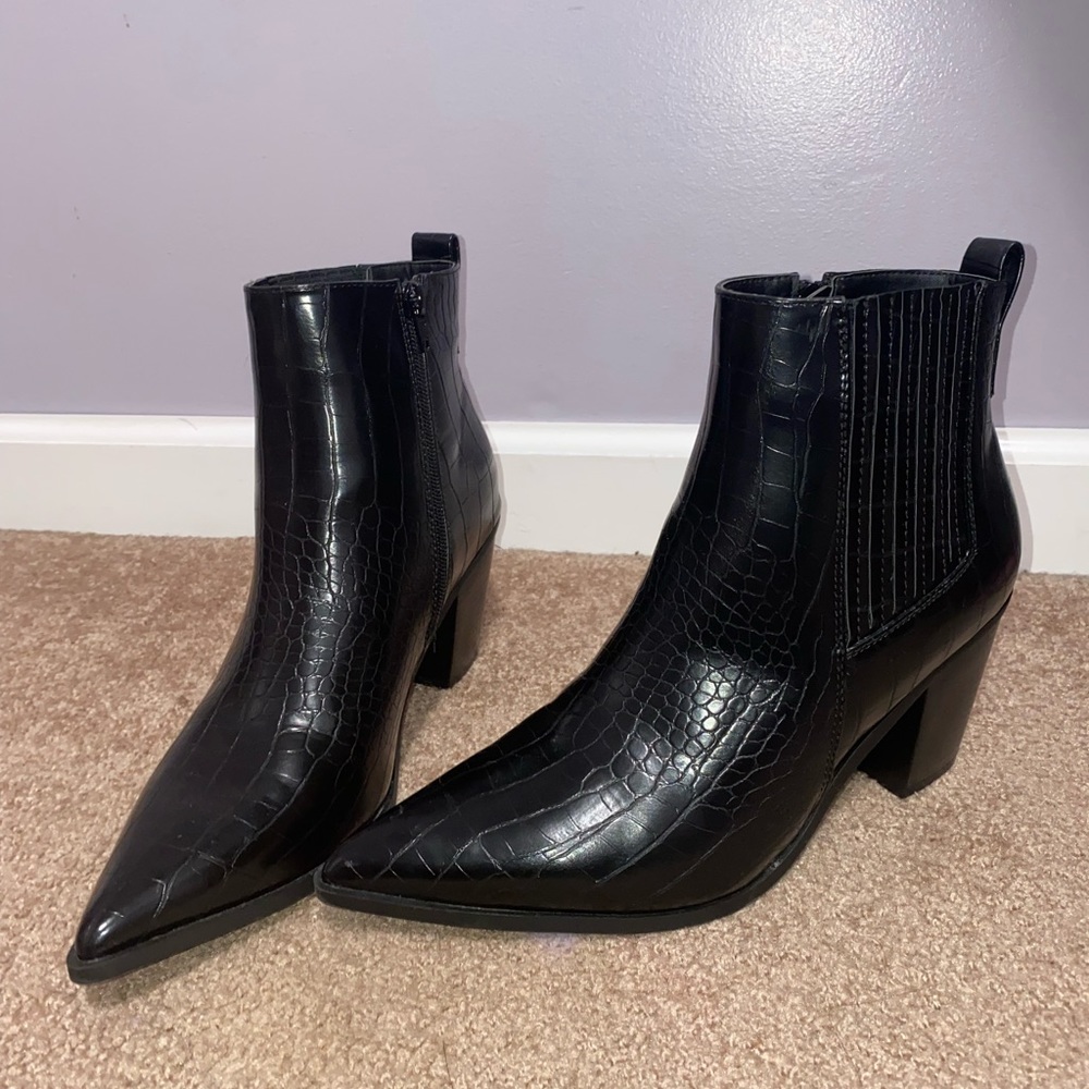 Black Western ankle boots.